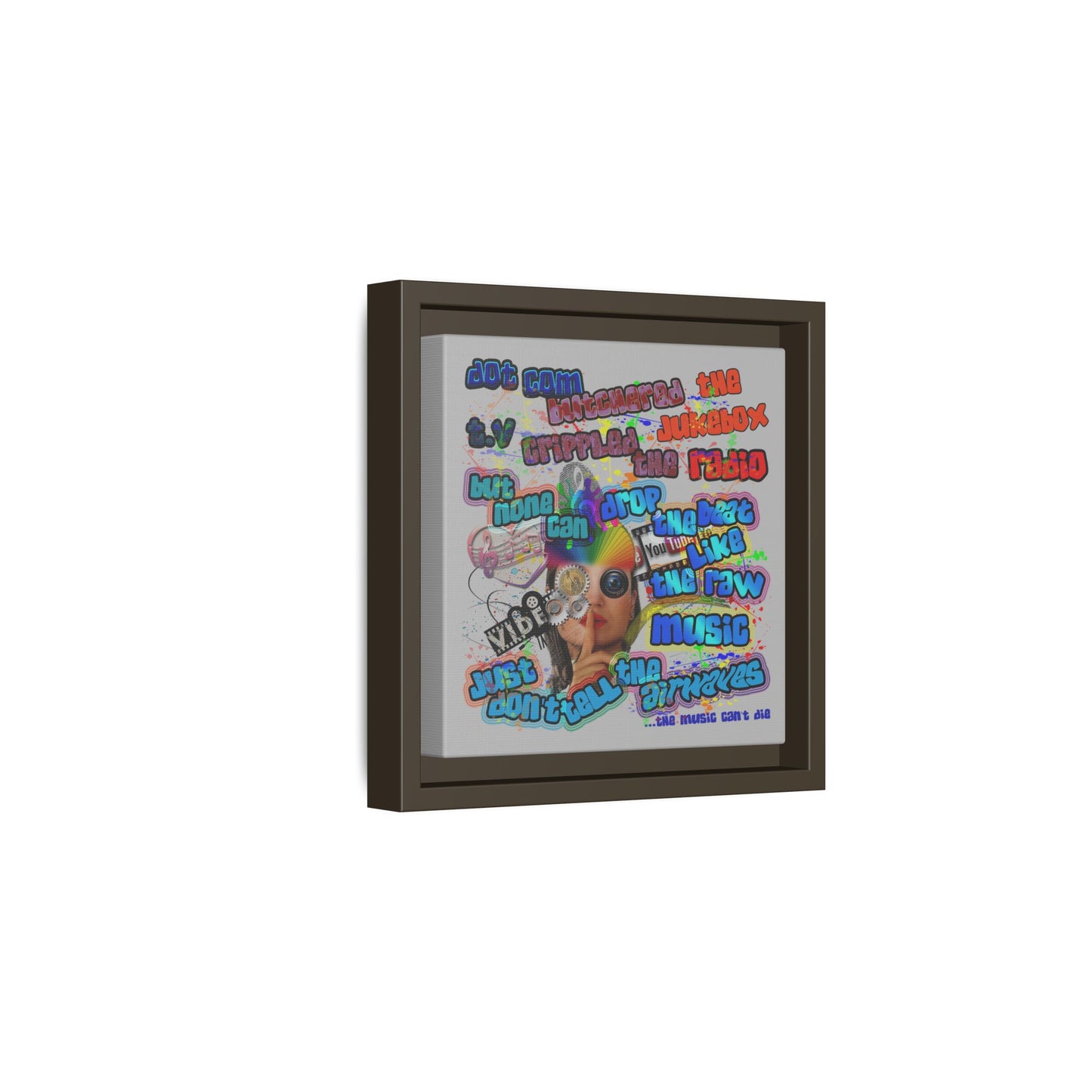 drop the beat - framed canvas art (light grey)