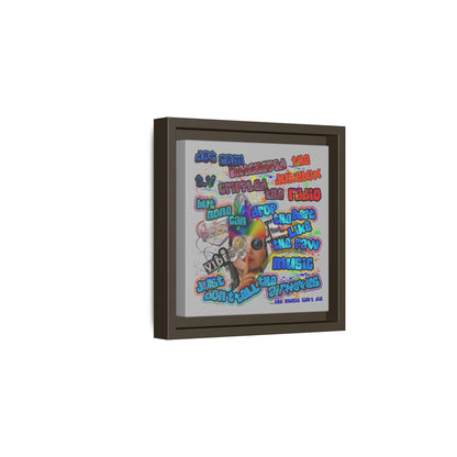 drop the beat - framed canvas art (light grey)