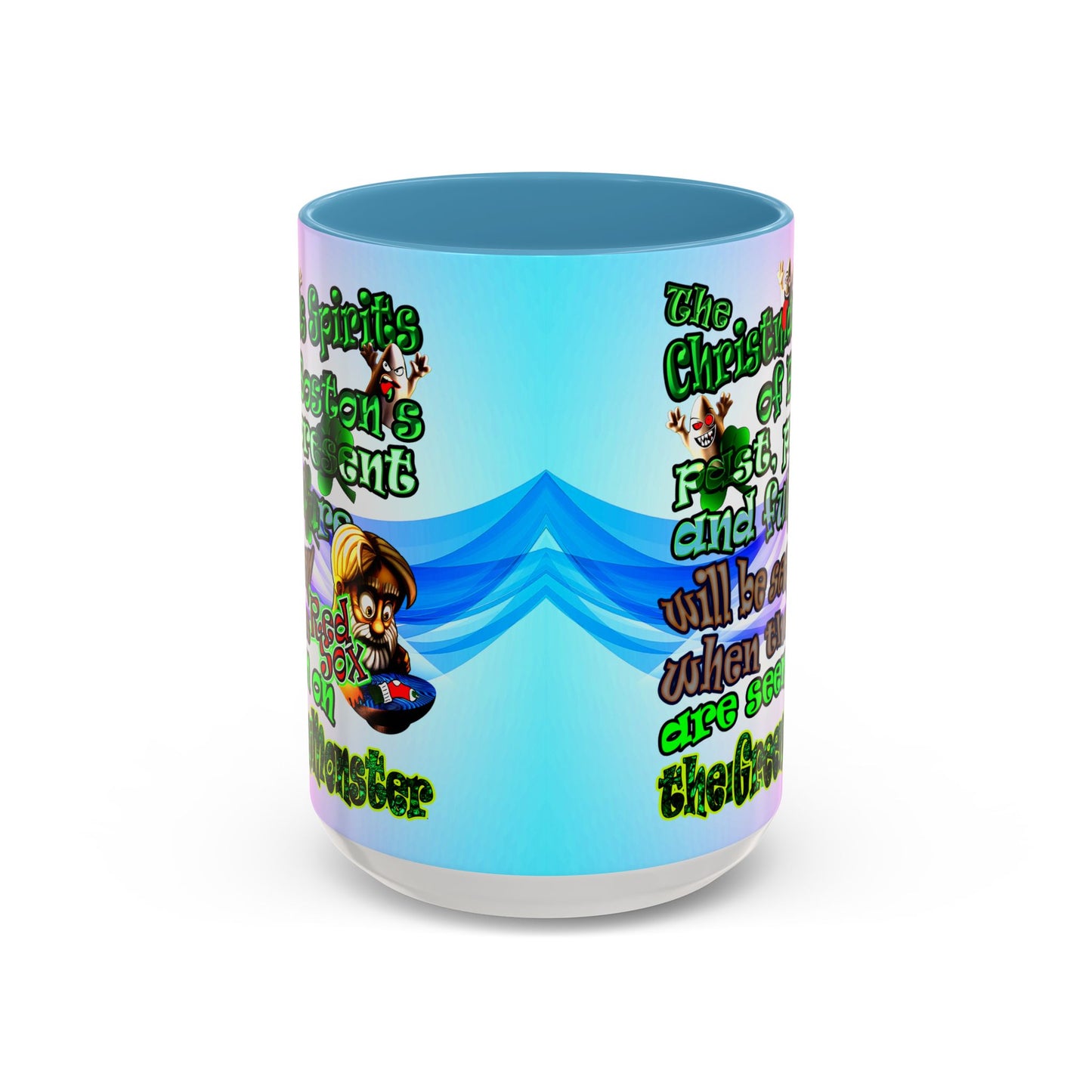 christmas spirits of boston - Accent Mug (light blue-pink wave)