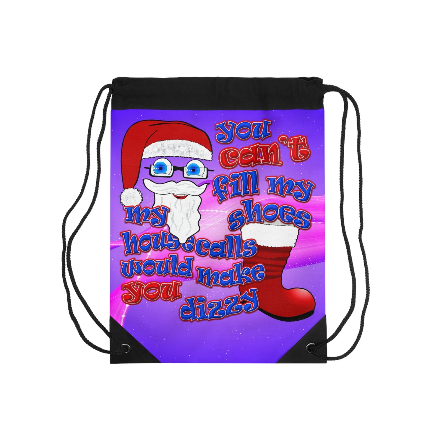 santa's shoes - Drawstring Bag (purple-pink wave)