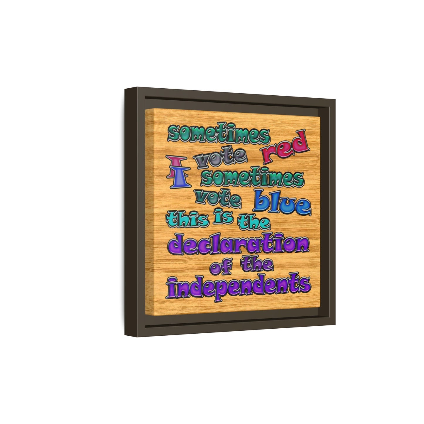 declaration of the independents - framed canvas art (butterscotch wood finish)