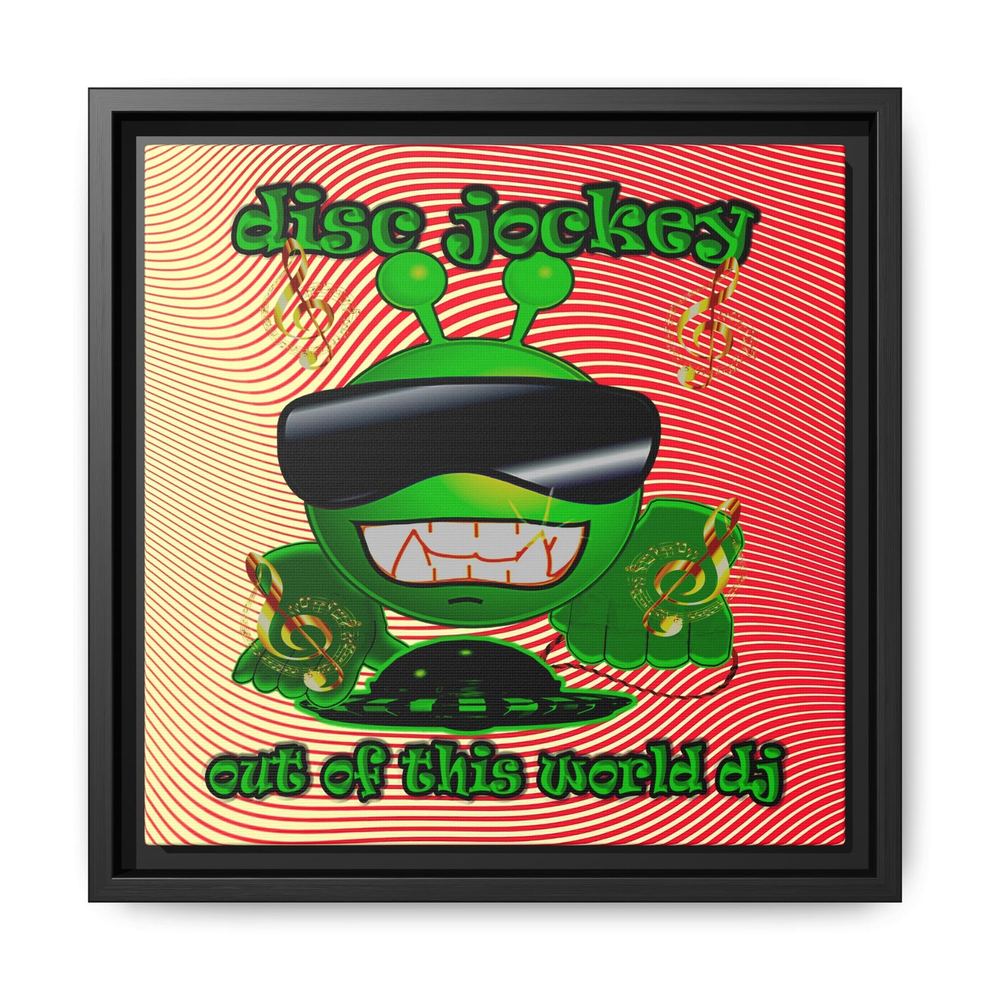 disc jockey - framed canvas art (yellow-orange wave)