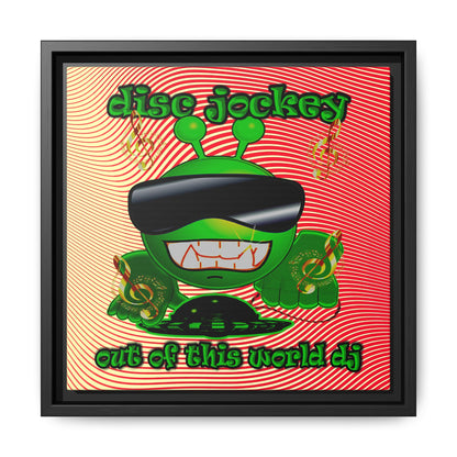 disc jockey - framed canvas art (yellow-orange wave)