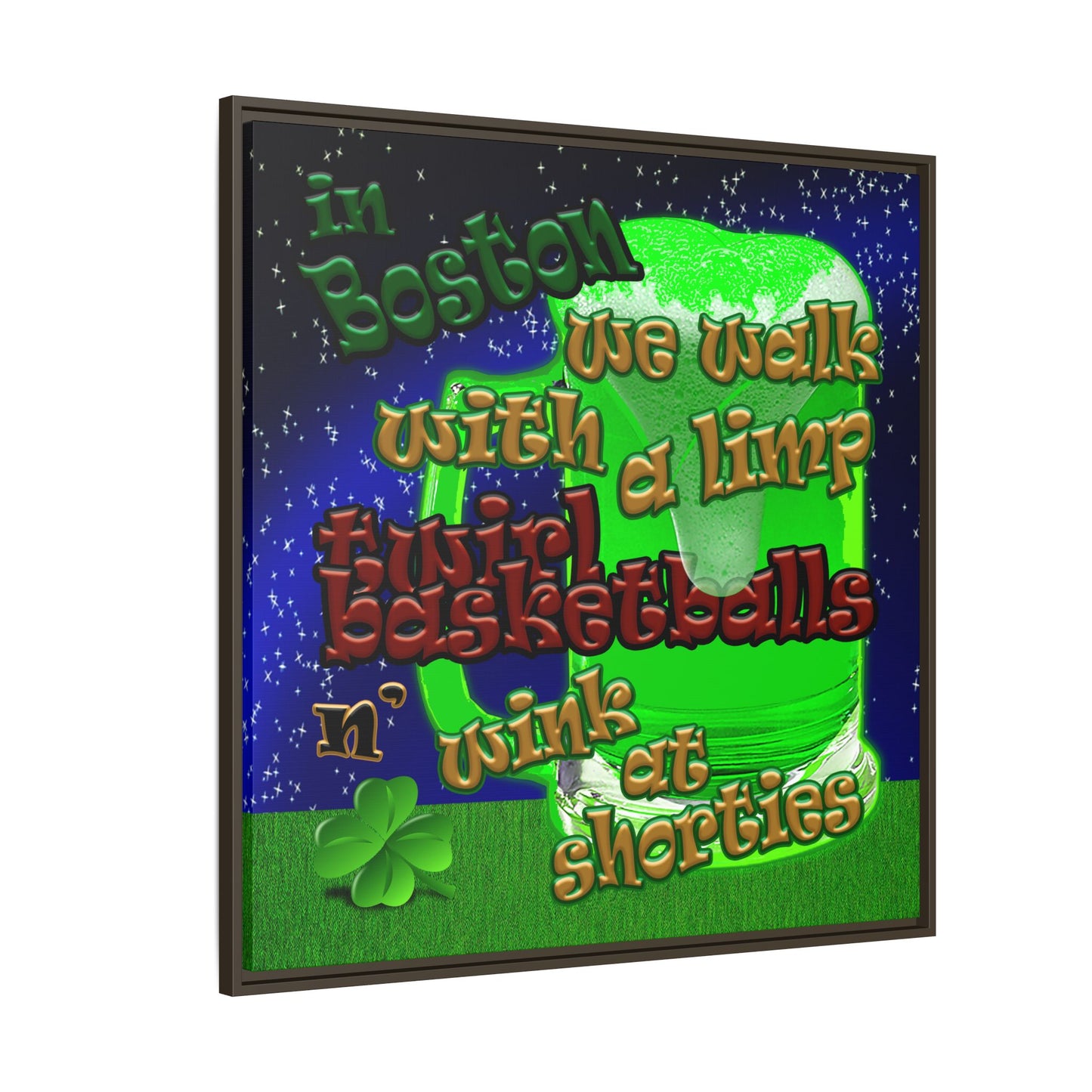 celtics logo - framed canvas art ('snoops' background)