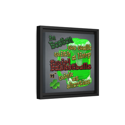 celtics logo - framed canvas art (grey-light grey)