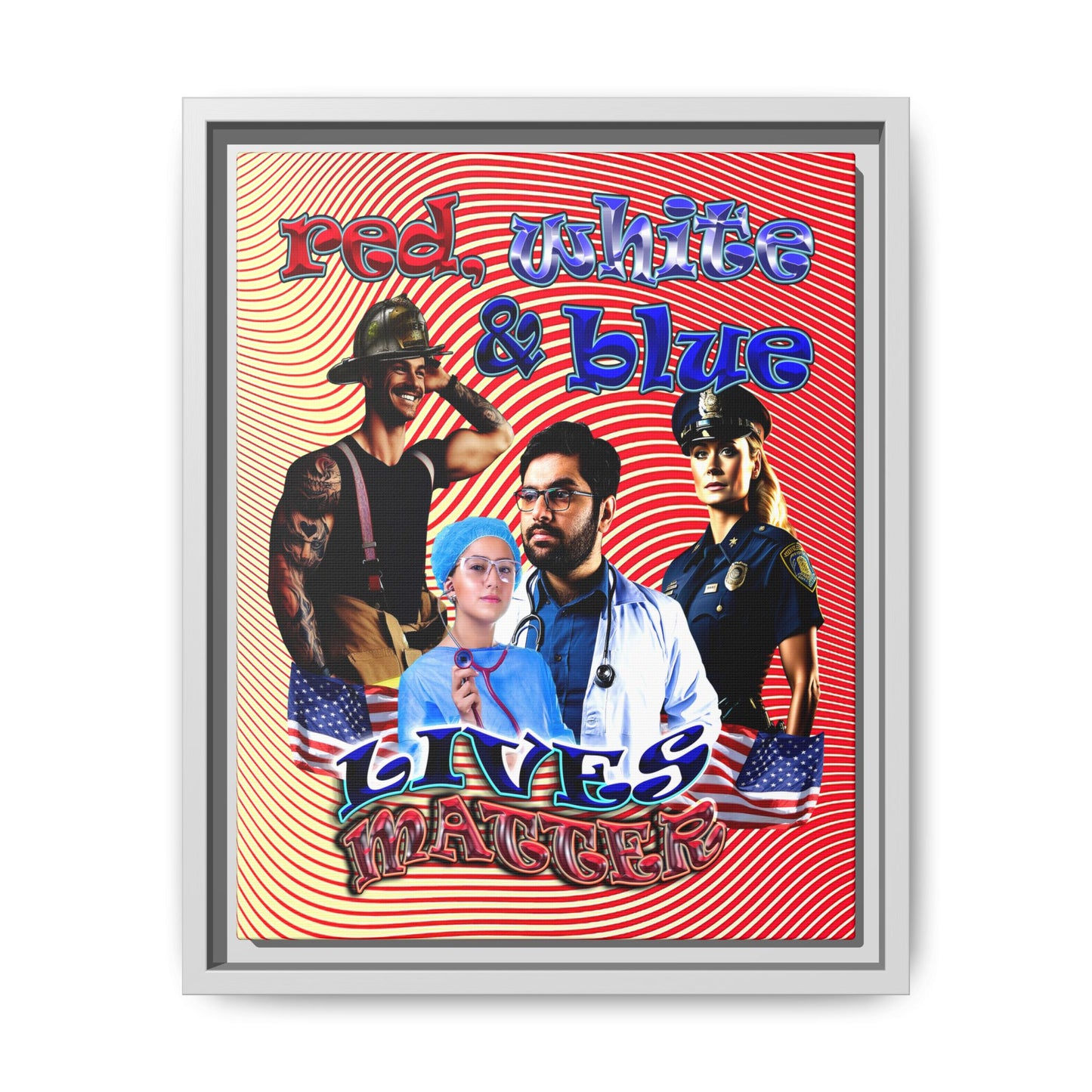 rw&b lives matter - framed canvas art (yellow-orange wave)