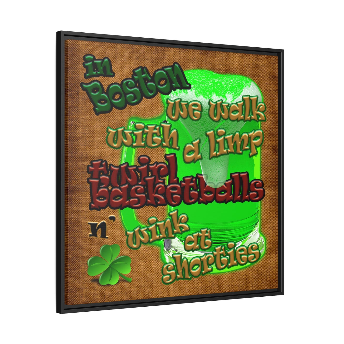 celtics logo - framed canvas art (brown papyrus)