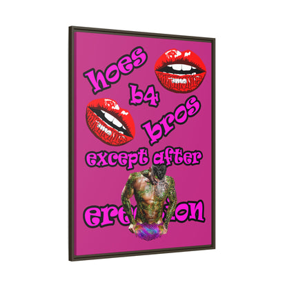 hoes b4 bros - framed canvas art (pink)