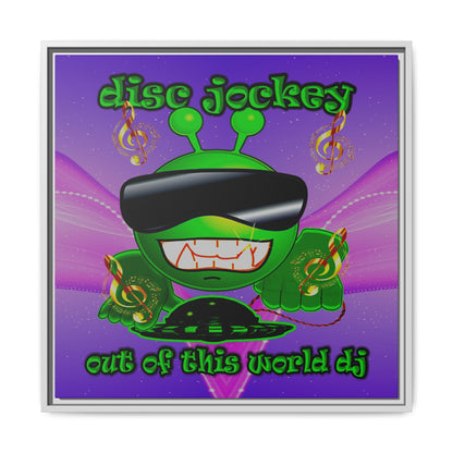 disc jockey - framed canvas art (purple-pink wave)