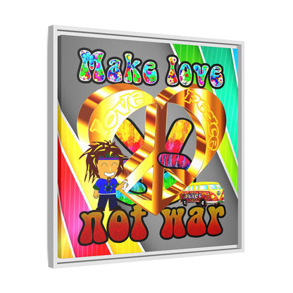 love peace - framed canvas art (rainbow split)