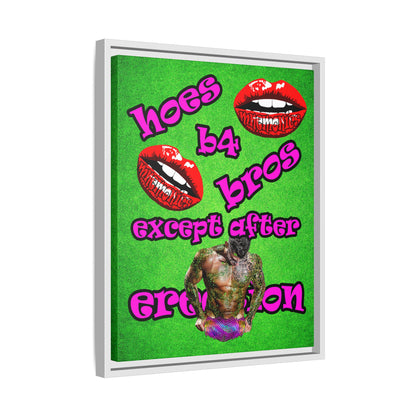 hoes b4 bros - framed canvas art (green turf)