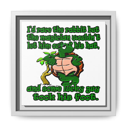 turtle race - framed canvas art (white)