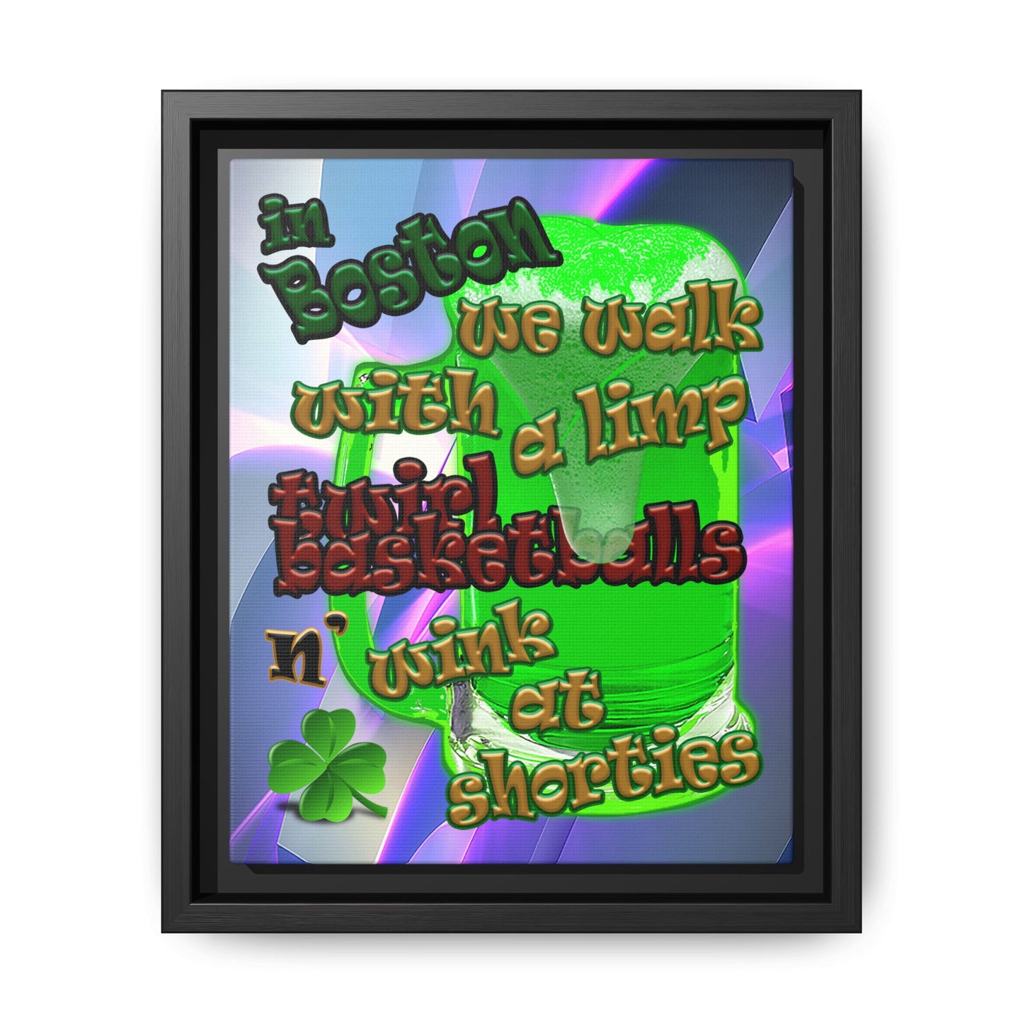 celtics logo - framed canvas art (grey-pink wave)