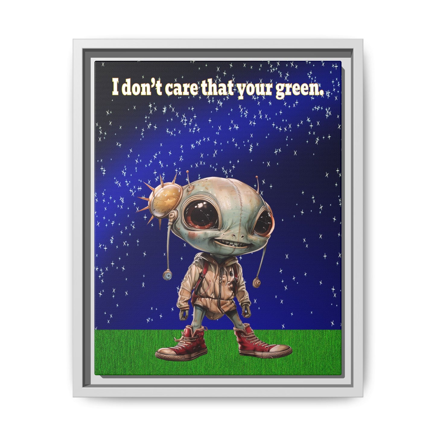 I don't care that your green - framed canvas art ('snoops' background)