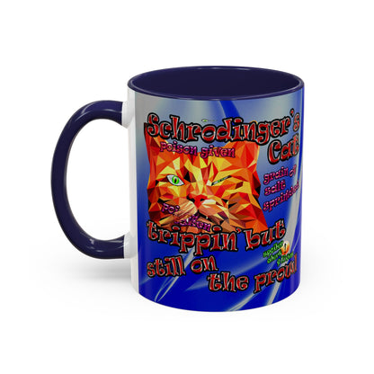 schrodinger's cat - Accent Mug (blue-white wave)