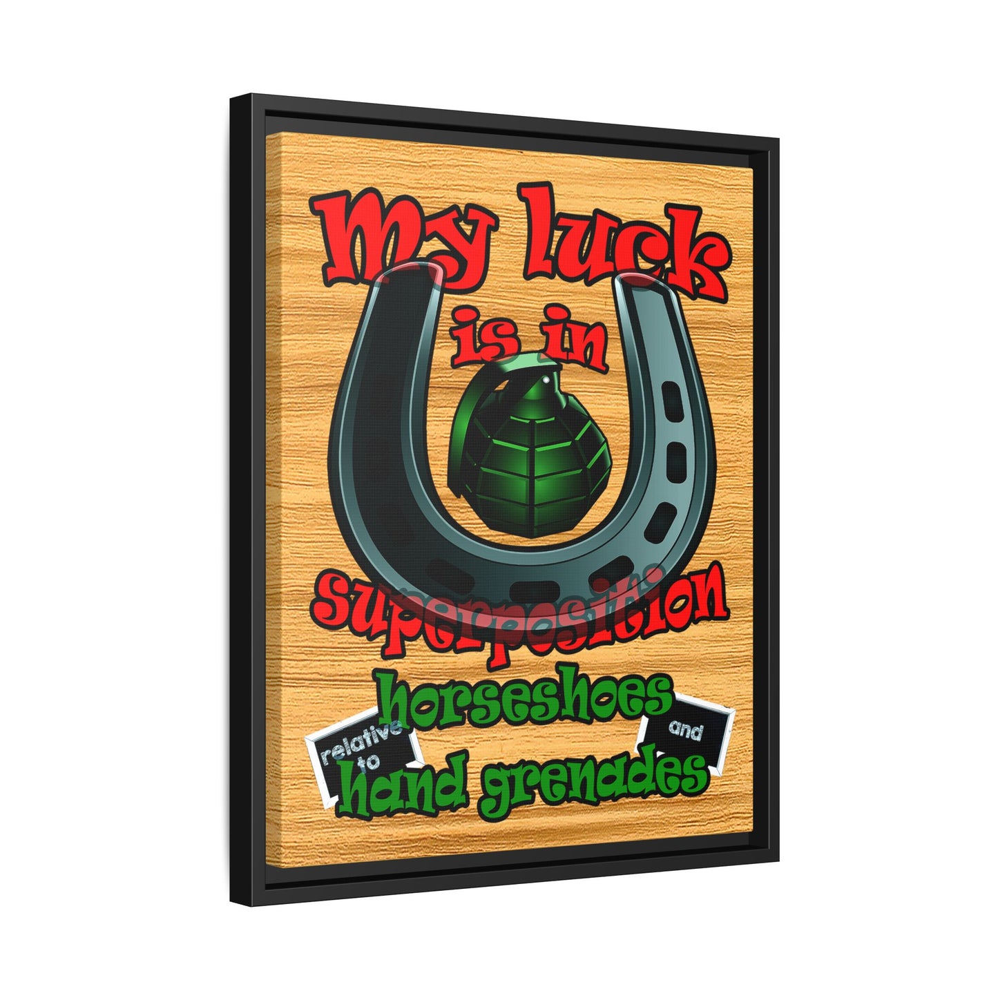 my luck - framed canvas art (butterscotch wood finish)