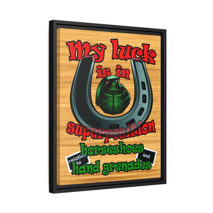 my luck - framed canvas art (butterscotch wood finish)