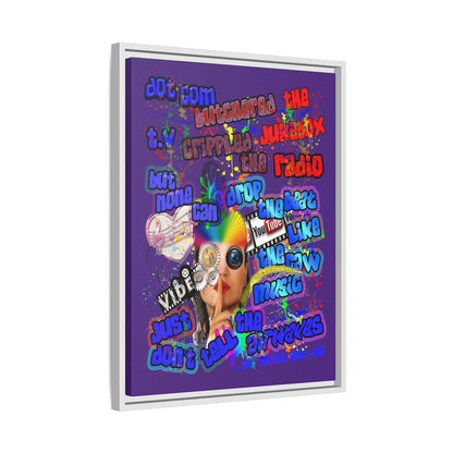 drop the beat - framed canvas art (purple)