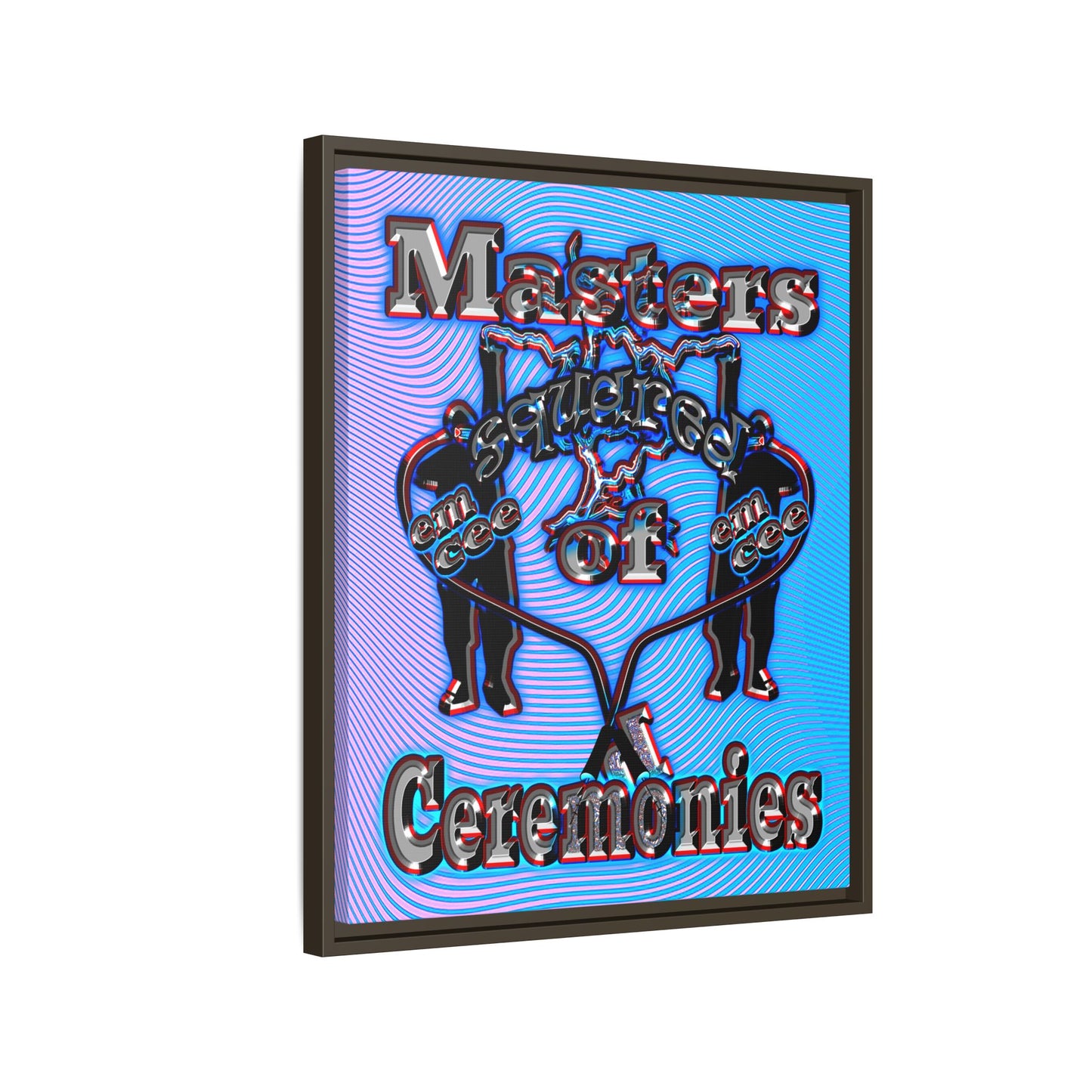 em cee squared - framed canvas art (light blue-purple wave)