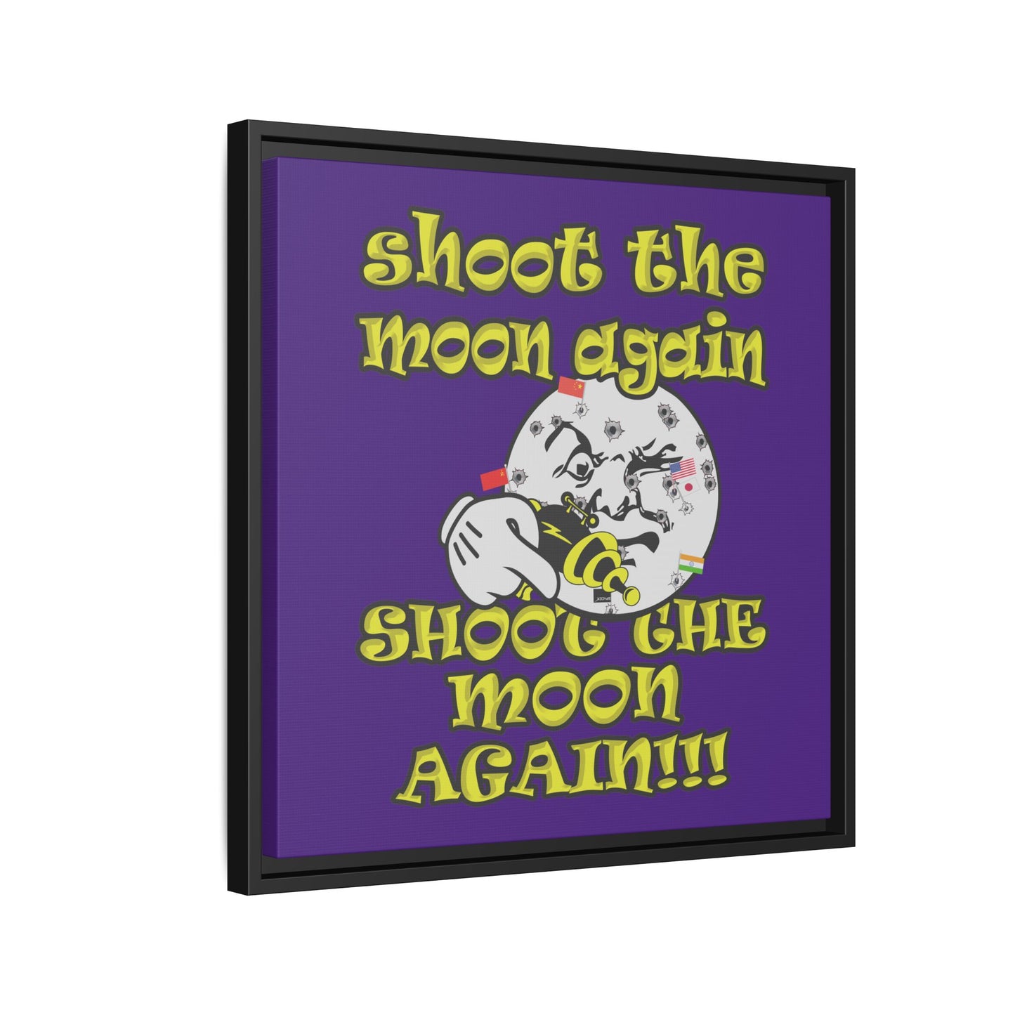 shoot the moon again - framed canvas art (purple)