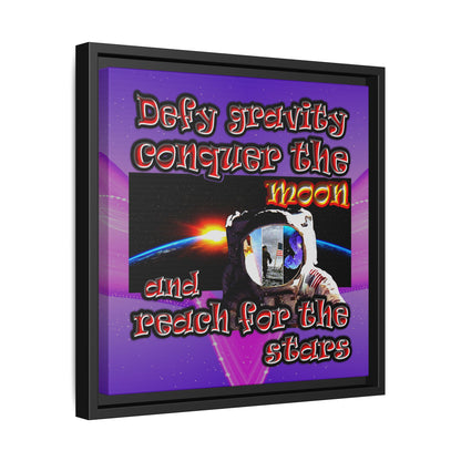 defy conquer reach - framed canvas art (purple-pink wave)
