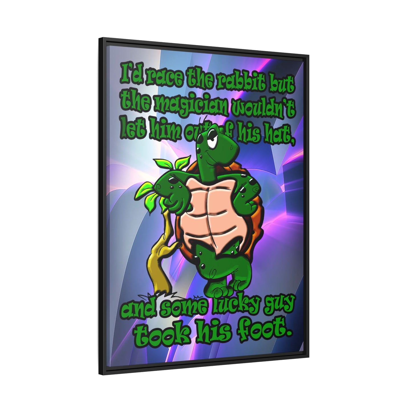 turtle race - framed canvas art (grey-pink wave)