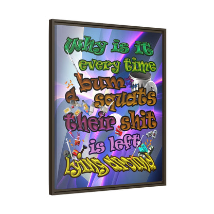the bum's shit - framed canvas art (grey-pink wave)