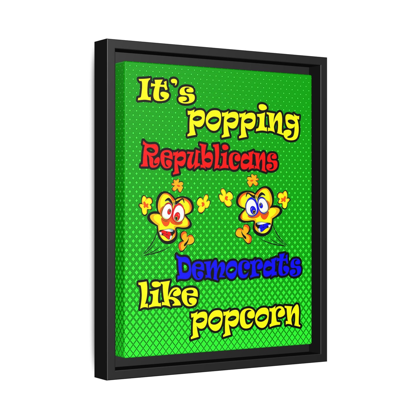 popping like popcorn - framed canvas art (logo green)
