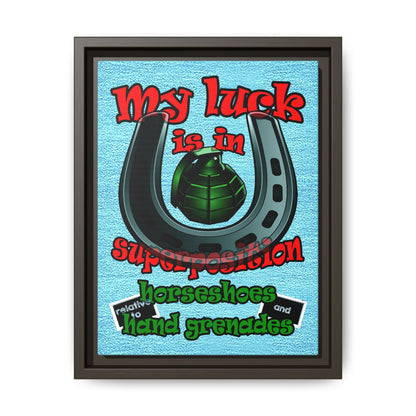 my luck - framed canvas art (faded blue)