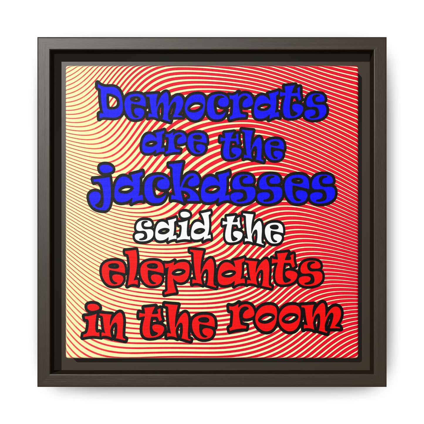 donkeys and elephants - framed canvas art (yellow-orange wave)