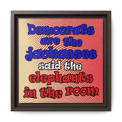 donkeys and elephants - framed canvas art (yellow-orange wave)