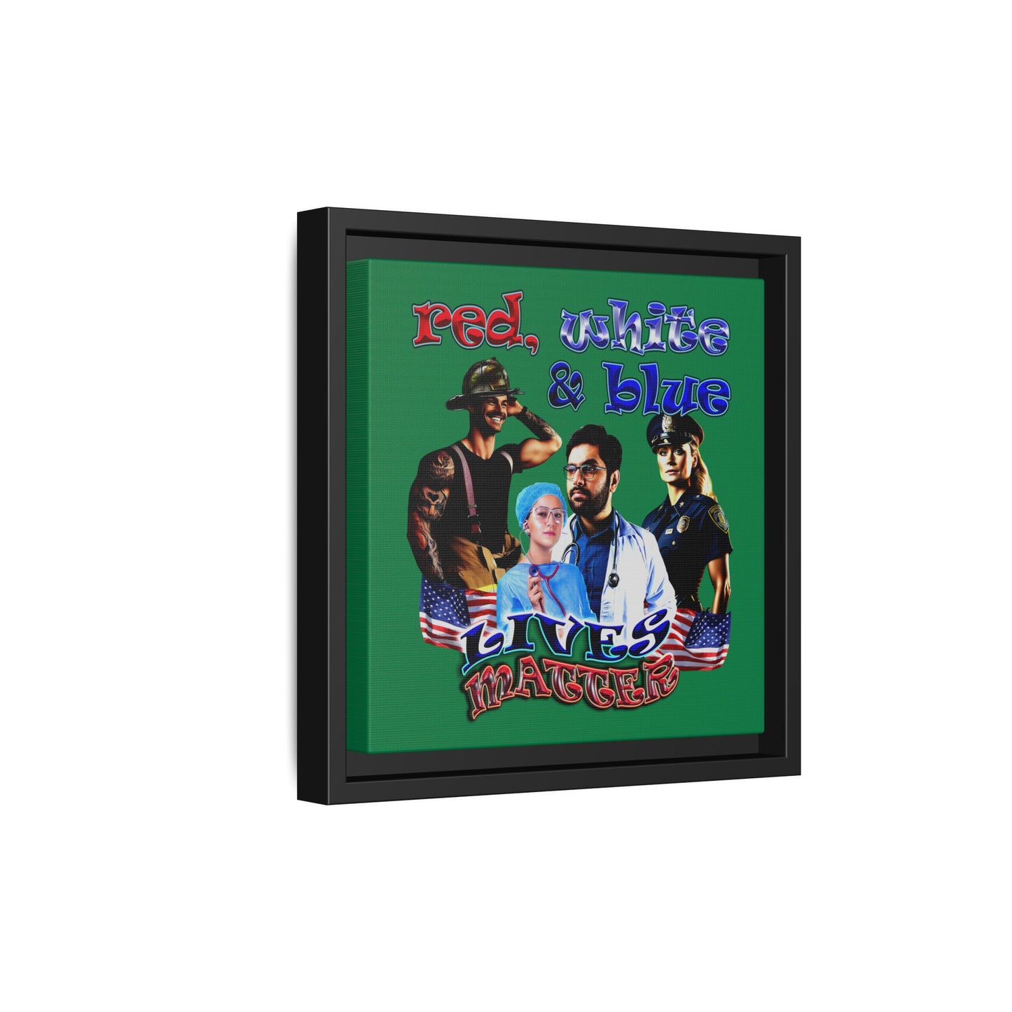 rw&b lives matter - framed canvas art (dark green)
