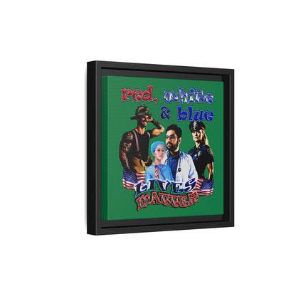rw&b lives matter - framed canvas art (dark green)