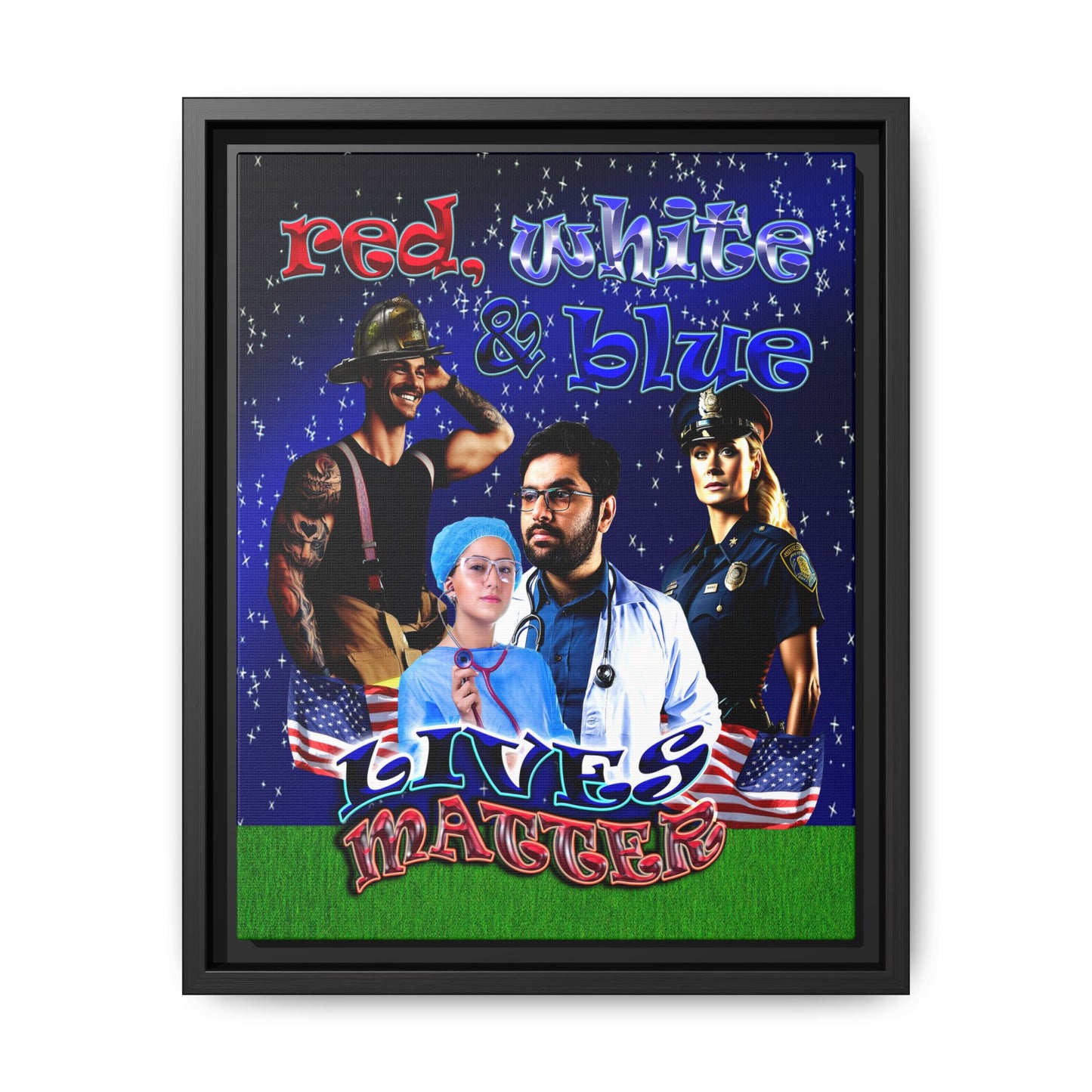 rw&b lives matter - framed canvas art ('snoops' background)