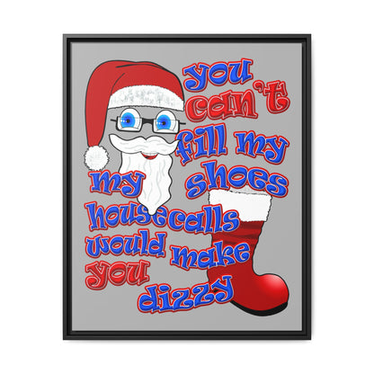 santa's shoes - framed canvas art (light grey)