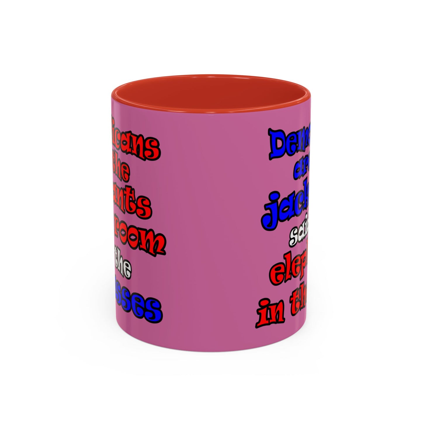 donkeys and elephants - Accent Mug (light pink)