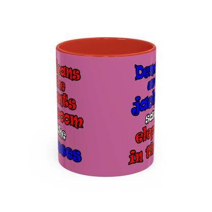 donkeys and elephants - Accent Mug (light pink)