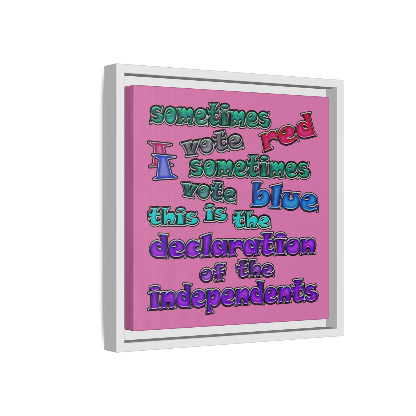 declaration of the independents - framed canvas art (light pink)