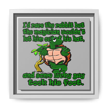 turtle race - framed canvas art (light grey)