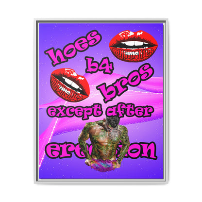 hoes b4 bros - framed canvas art (purple-pink wave)