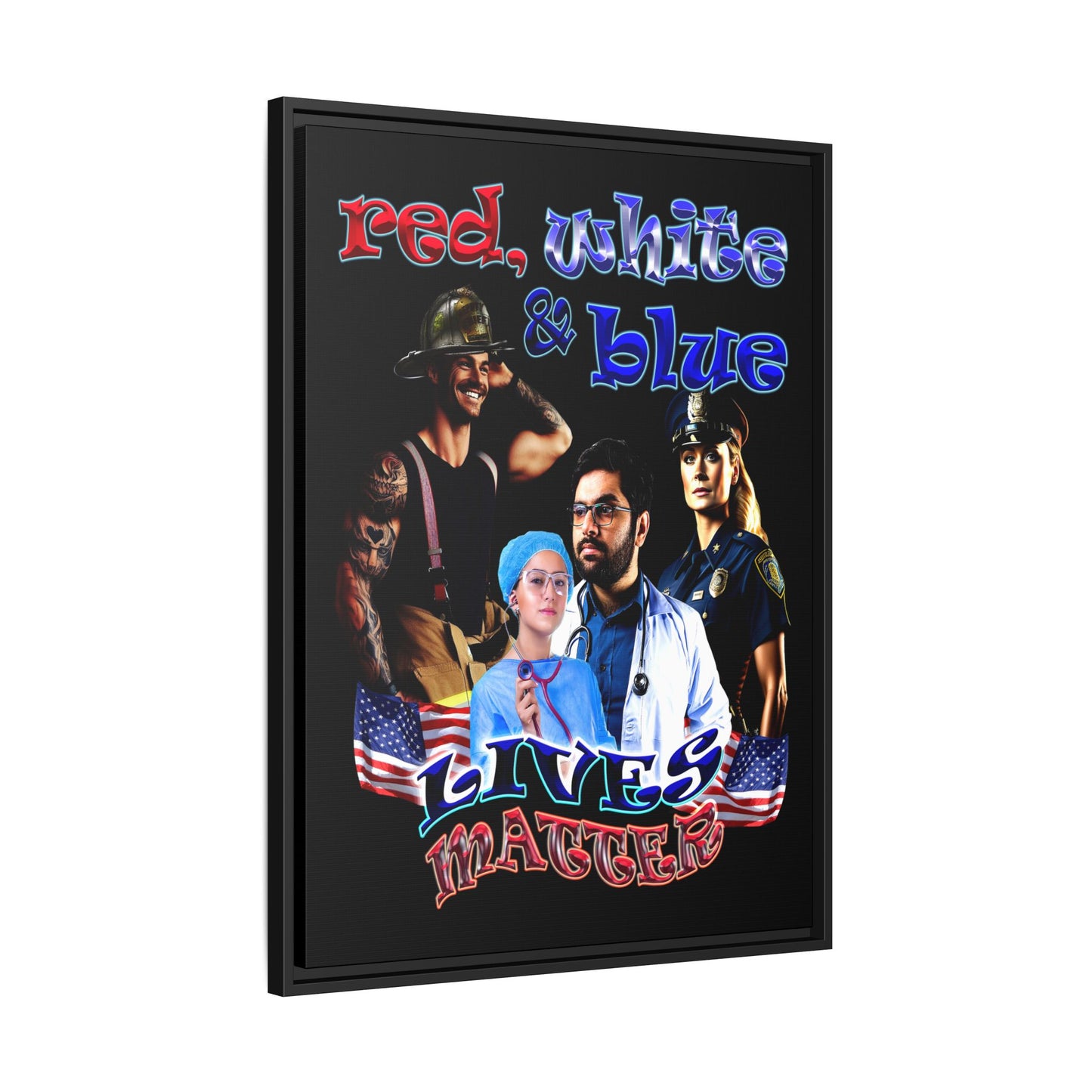 rw&b lives matter - framed canvas art (black)