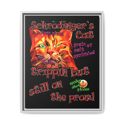 schrodinger's cat - framed canvas art (black)