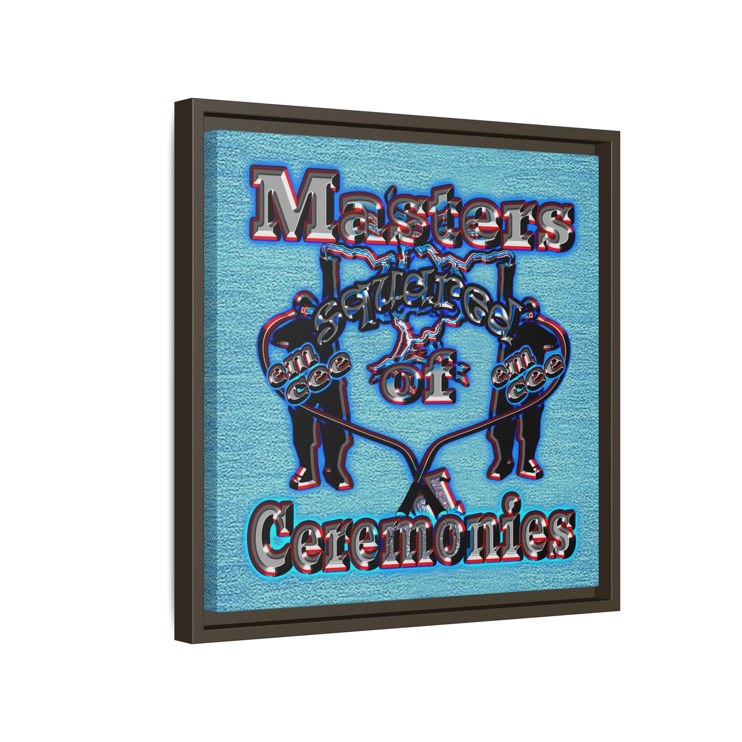 em cee squared - framed canvas art (faded blue)
