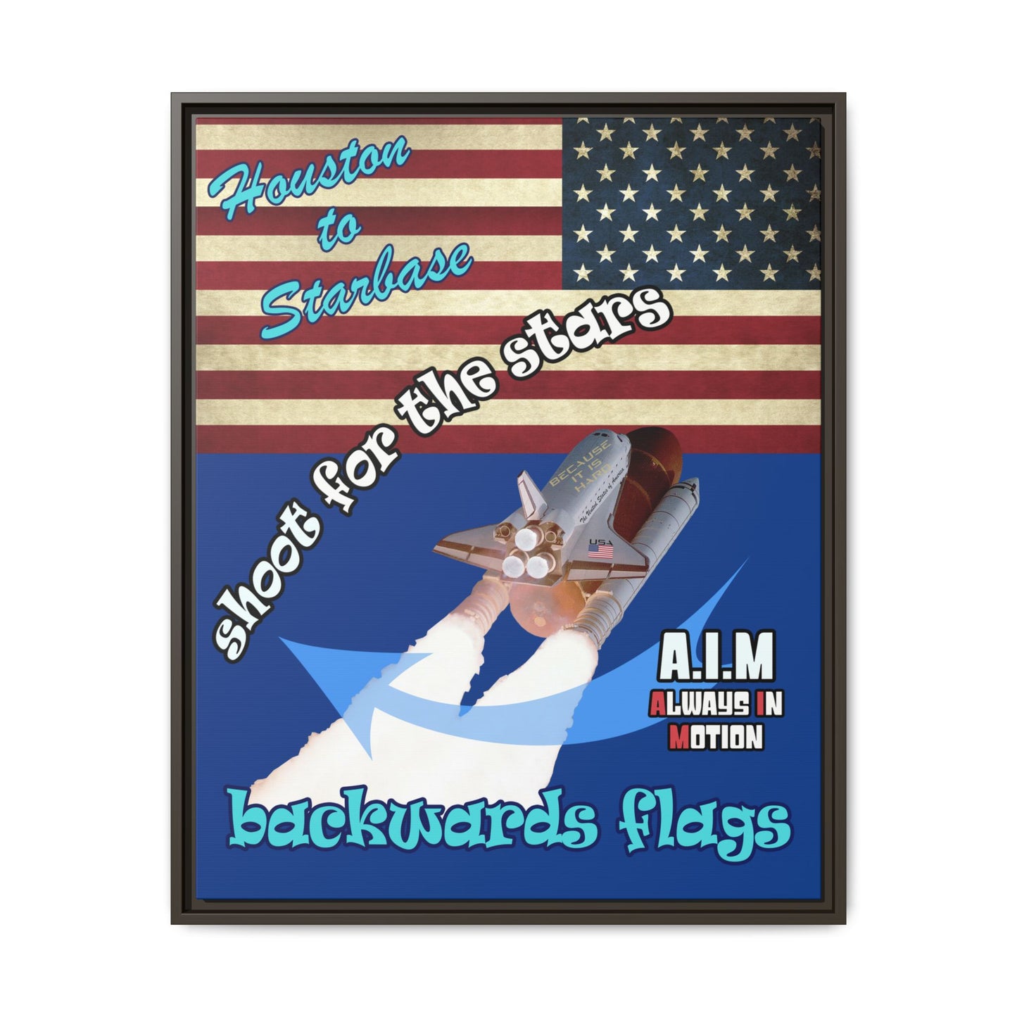 shoot for the stars - framed canvas art (dark blue)