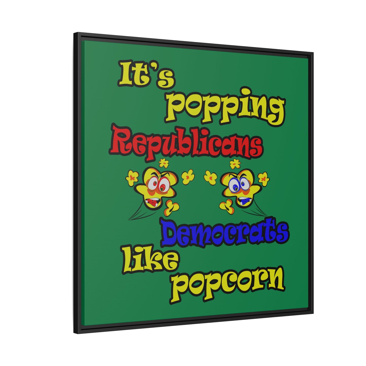 popping like popcorn - framed canvas art (dark green)