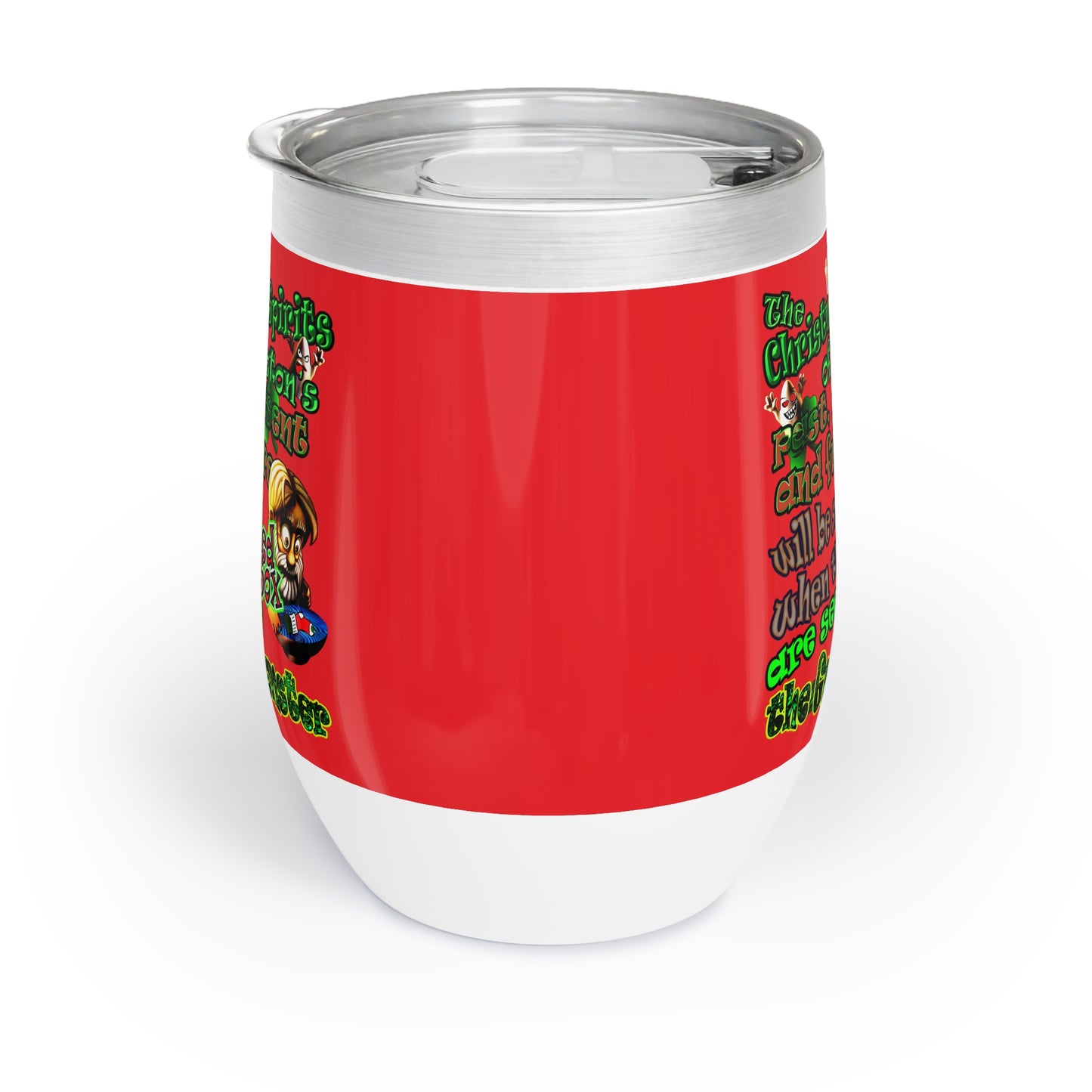 christmas spirits of boston - Chill Wine Tumbler (red)