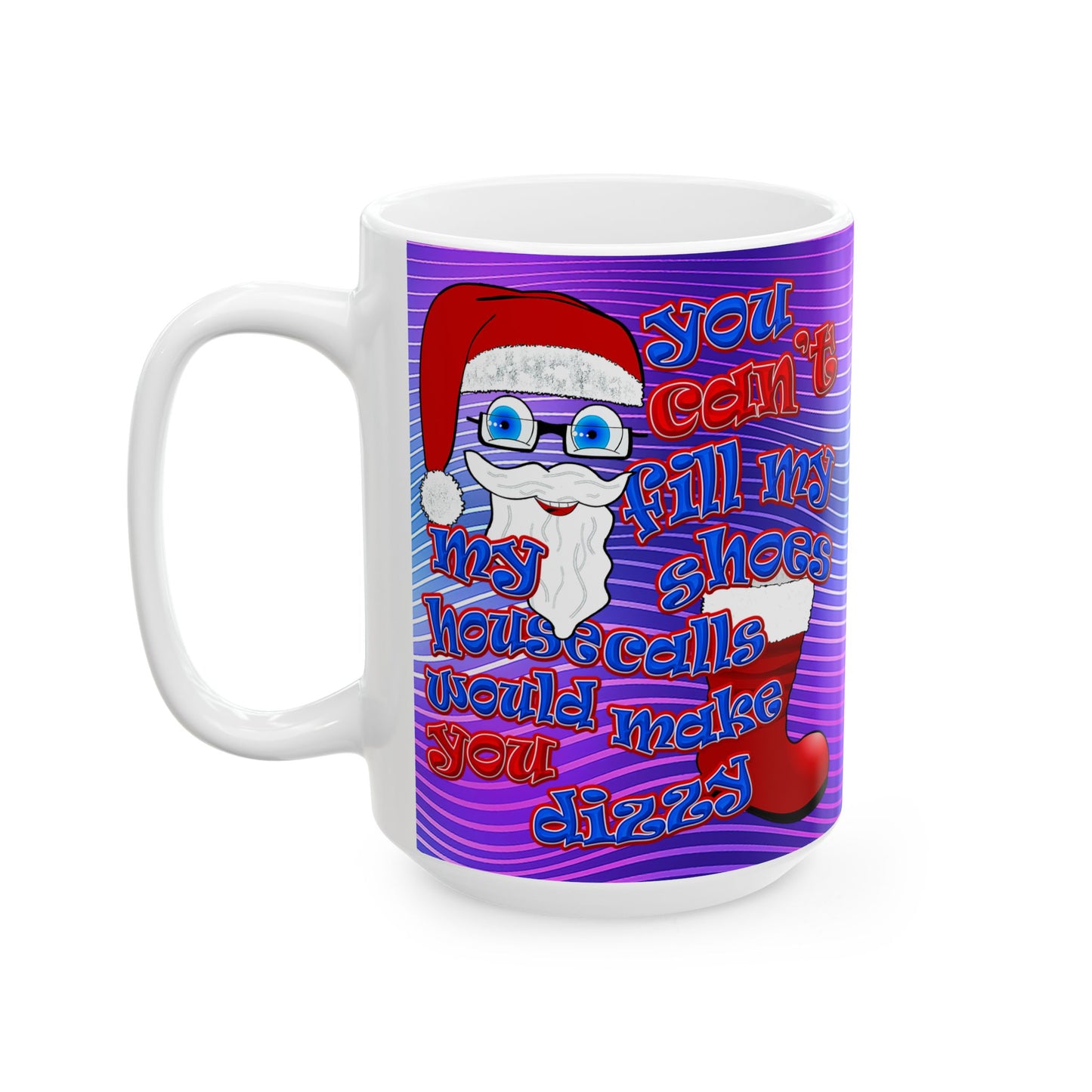 santa's shoes - White Mug (purple wave)