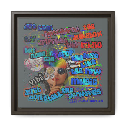 drop the beat - framed canvas art (dark grey)