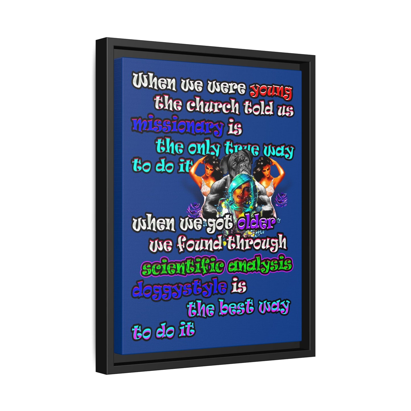 doggystyle - framed canvas art (dark blue)