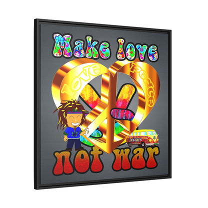 love peace - framed canvas art (grey-light grey)